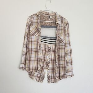 We the Free Park Ranger Oversized Button-up Bohemian Top Size XS